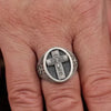 SIEGELRING KREUZ JESUS SILBER : EIN EINZIGARTIGES SPIRITUELLES SCHMUCKSTÜCK - Königlicher Siegelring