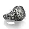Majestic Lion with Victorian Pattern Silver Men Ring, Zodiac Leo Ring For Men, Animal Lover Gifts, Pinky Signet Ring For Women, Lion Rings - Königlicher Siegelring