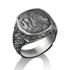 Majestic Lion with Victorian Pattern Silver Men Ring, Zodiac Leo Ring For Men, Animal Lover Gifts, Pinky Signet Ring For Women, Lion Rings - Königlicher Siegelring