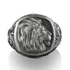 Majestic Lion with Victorian Pattern Silver Men Ring, Zodiac Leo Ring For Men, Animal Lover Gifts, Pinky Signet Ring For Women, Lion Rings - Königlicher Siegelring