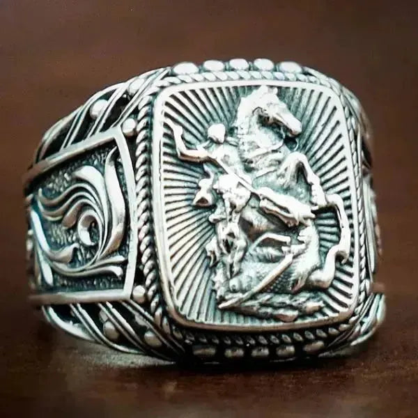 SIEGELRING MIT DEM SOUVERÄNEN BILD DES HEILIGEN GEORG UND DES DRACHEN - Königlicher Siegelring