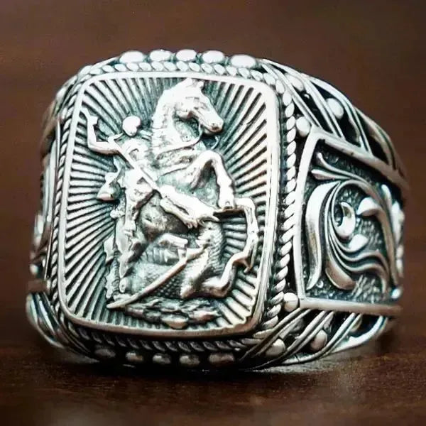 SIEGELRING MIT DEM SOUVERÄNEN BILD DES HEILIGEN GEORG UND DES DRACHEN - Königlicher Siegelring