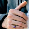 SIEGELRING MIT STEIN : AMETHYST-STEIN - VINTAGE BOHO SCHMUCK RING HERREN - Königlicher Siegelring