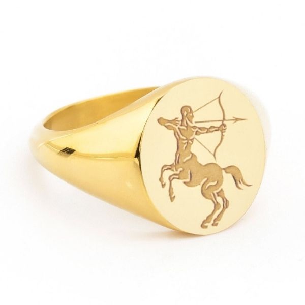 siegelring-ohne-stein-14-k-gold-bogen-zeichen-centaurus-bogenschutze-ring-centaurus-griechische-mythologie-schmuck-halb-mensch-halb-pferd-ring