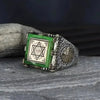 Seal of Solomon Ring, Unique Statement Jewelry, Large Thumb Ring, Green Stone Ring, Square Stone Ring, Ottoman Ring, Seal of Solomon Jewelry - Königlicher Siegelring
