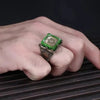 Seal of Solomon Ring, Unique Statement Jewelry, Large Thumb Ring, Green Stone Ring, Square Stone Ring, Ottoman Ring, Seal of Solomon Jewelry - Königlicher Siegelring