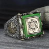 Seal of Solomon Ring, Unique Statement Jewelry, Large Thumb Ring, Green Stone Ring, Square Stone Ring, Ottoman Ring, Seal of Solomon Jewelry - Königlicher Siegelring