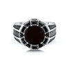 SIEGELRING OVAL SILBER MASSIV ONYX SCHWARZ UND FUNKELNDE ZIRKONIA - Königlicher Siegelring