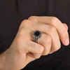 SIEGELRING OVAL SILBER MASSIV ONYX SCHWARZ UND FUNKELNDE ZIRKONIA - Königlicher Siegelring