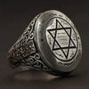 King Solomon Symbol Ring, Judah Star Signet Ring, Silver Prophet Solomon Seal Men Ring, Star of David Men Ring, Men Signet Ring - Königlicher Siegelring