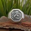 SIEGELRING SILBER CHRISTLICHE UND KATHOLISCHE SYMBOL ST. GEORGE - Königlicher Siegelring