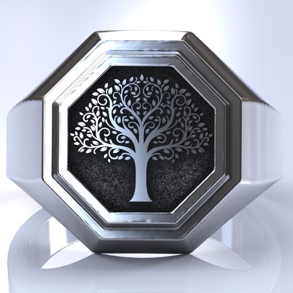     siegelring-silber-massiv-design-lebensbaum-octogonale-handwerkliche-form