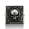 SIEGELRING SILBER MASSIV GOTHIC STYLE TOTENKOPF - Königlicher Siegelring