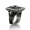 SIEGELRING SILBER MASSIV GOTHIC STYLE TOTENKOPF - Königlicher Siegelring