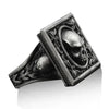 SIEGELRING SILBER MASSIV GOTHIC STYLE TOTENKOPF - Königlicher Siegelring