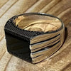 SIEGELRING SILBER MASSIV ONYX SCHWARZ | MÄNNLICHE ELEGANZ - Königlicher Siegelring