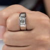 Siegelring Silber - Moissanit Smaragd 2 Karat vergoldet - Königlicher Siegelring