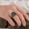 SIEGELRING SILBER OTTOMAN MIT MOTIV AUS ONYX-STEIN SCHWARZ - Königlicher Siegelring