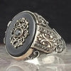 SIEGELRING SILBER OTTOMAN MIT MOTIV AUS ONYX-STEIN SCHWARZ - Königlicher Siegelring
