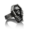 SIEGELRING TOTENKOPF IM SARG HANDGEFERTIGT SCHADEL GOTHIC PUNK RING HERREN SILBER - Königlicher Siegelring