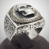 SIEGELRING TOTENKOPF MEMENTO MORI HERREN SILBER - Königlicher Siegelring
