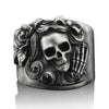 SIEGELRING TOTENKOPF SCHÄDEL MIT SKELETT - HANDGEFERTIGT GOTHIC PUNK HERREN SILBER - Königlicher Siegelring