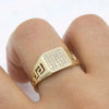 SIEGELRING ZIRKONIA-STEINE - KLASSISCHES GRIECHISCHES DESIGN - 10 KARAT HERREN - Königlicher Siegelring
