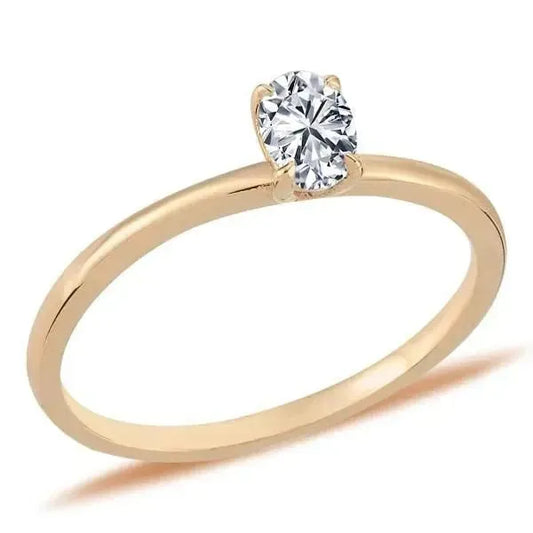 Verlobungsring Diamant Oval 0,30 Karat Rotgold 14K - Königlicher Siegelring