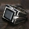 SIEGELRING HERREN SILBER GRAVIERT ONYX STEIN - Königlicher Siegelring