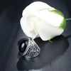 HERREN UND DAMEN SIEGELRING AUS STAHL MIT ONYX STEIN SCHWARZ RUND - Königlicher Siegelring