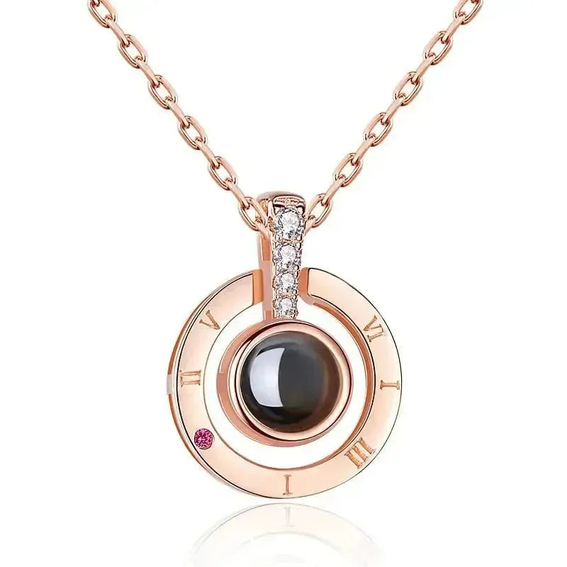 Huitan Hot Sale Round/Heart Pendant Necklace for Women with Unique Projection Function 100 Language &quot;I LOVE YOU&quot; Love Necklaces - Königlicher Siegelring