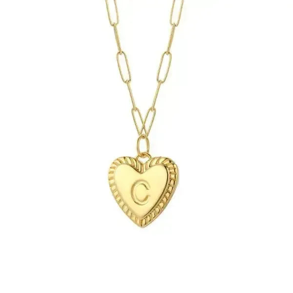 KETTE MIT BUCHSTABEN UND HERZ GOLD - Königlicher Siegelring