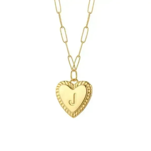 KETTE MIT BUCHSTABEN UND HERZ GOLD - Königlicher Siegelring