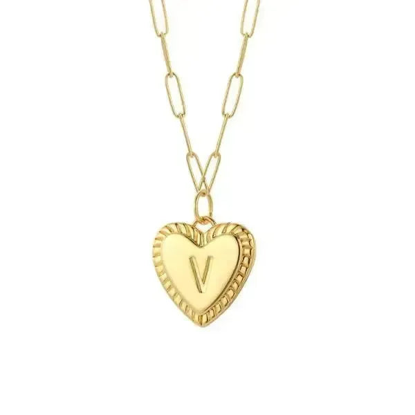 KETTE MIT BUCHSTABEN UND HERZ GOLD - Königlicher Siegelring