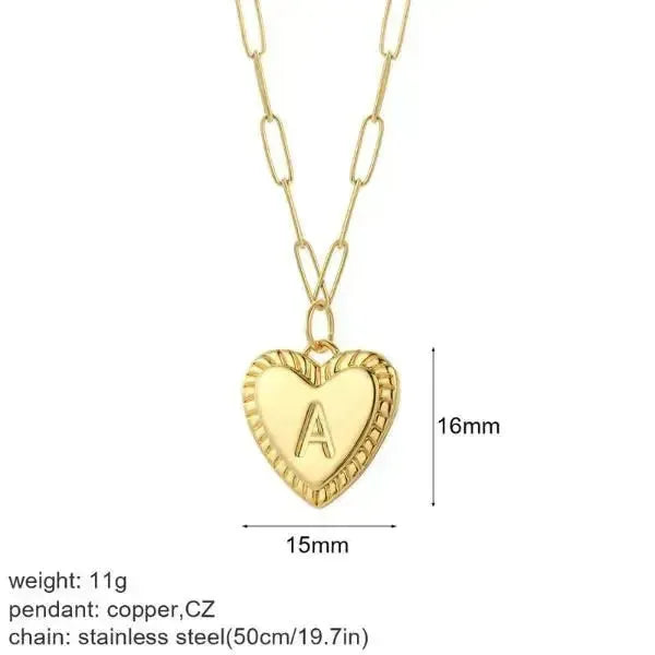 KETTE MIT BUCHSTABEN UND HERZ GOLD - Königlicher Siegelring
