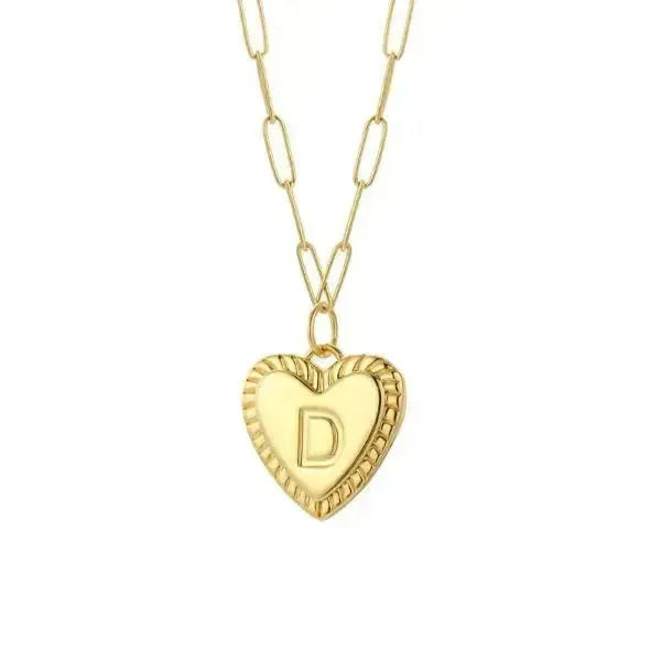 KETTE MIT BUCHSTABEN UND HERZ GOLD - Königlicher Siegelring