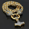 KÖNIGSKETTE HERREN THORS HAMMER KETTE GOLD UND SILBER - VIKINGS KETTE - Königlicher Siegelring