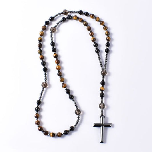     mala-kette-perlenkette-herren-und-damen-tigerauge-stein-onyx-kette-nit-kreuz-rosenkranz-halskette