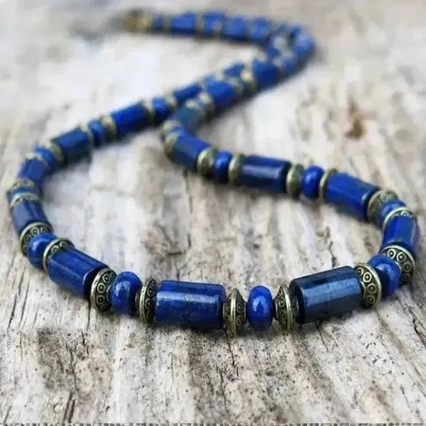 PERLENKETTE HERREN LAPIS LAZULI STEIN - Königlicher Siegelring
