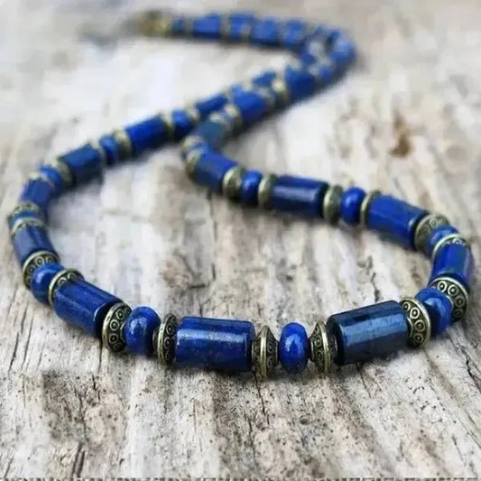 PERLENKETTE HERREN LAPIS LAZULI STEIN - Königlicher Siegelring