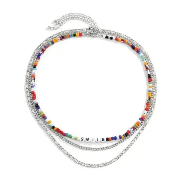 PERLENKETTE HERREN WEISS BUNTE KETTE - Königlicher Siegelring