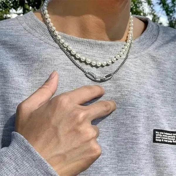 PERLENKETTE HERREN WEISS UND GOLD - Königlicher Siegelring