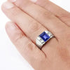 RING SIEGELRING HERREN SILBER 925 SAPHIR UND DIAMANTEN - Königlicher Siegelring