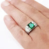 RING SIEGELRING HERREN SMARAGD STEIN UND DIAMANTEN - Königlicher Siegelring