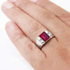 RINGE SIEGELRING SILBER MIT DIAMANTEN UND RUBINEN BESETZT - Königlicher Siegelring