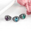 SIEGELRING DAMEN AUS STAHL MIT 20 MM OVALEM GLASSTEIN - Königlicher Siegelring