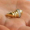 SIEGELRING DAMEN GOLD 14 KARAT BAGUETTE MIT ZIRKONIA PAVEE - Königlicher Siegelring