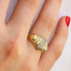 SIEGELRING DAMEN GOLD 14 KARAT BAGUETTE MIT ZIRKONIA PAVEE - Königlicher Siegelring