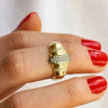 SIEGELRING DAMEN GOLD 14 KARAT BAGUETTE MIT ZIRKONIA PAVEE - Königlicher Siegelring