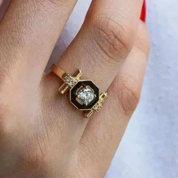 SIEGELRING DAMEN GOLD MIT ONYX-EINLAGE - Königlicher Siegelring